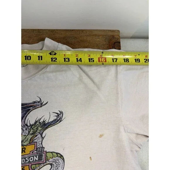 Vintage Harley Davidson 3D Emblem Single Stitch T-Shirt Dragon Bike Large 1980s